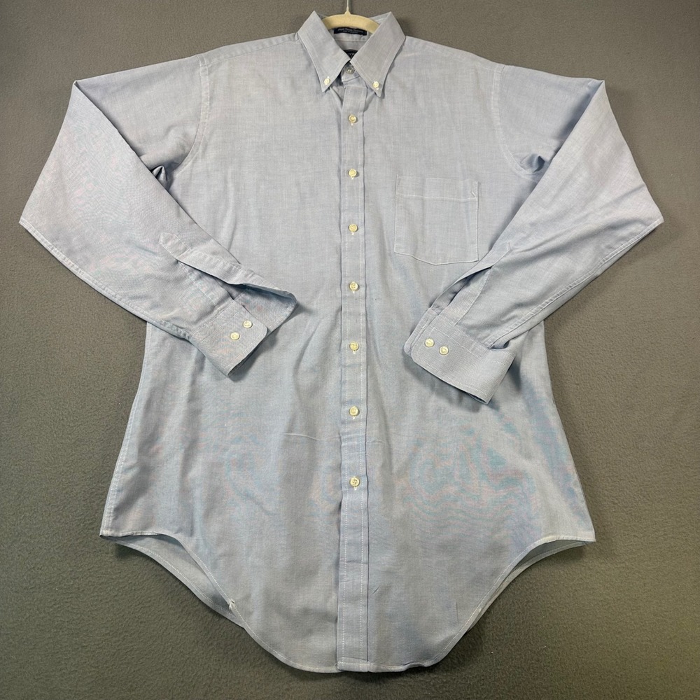 Vintage Arrow Brigade Mens 16 35/36 Light Blue Oxford Button Down Shirt USA Made